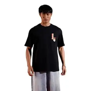 WROGN Men's Cotton T-Shirt | Japanese Graphic Back Print | Oversized Fit