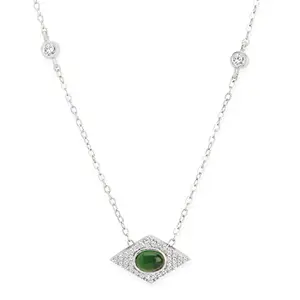 MINUTIAE Pendant Necklace With Austrian Cubic Zirconia For Women And Girls With Extendable Chain (Silver)