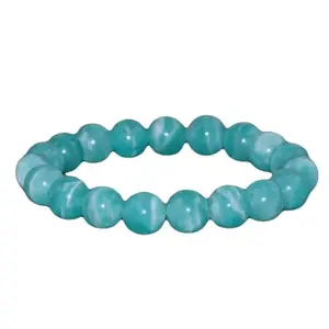 RRJEWELZ Natural Amazonite 10mm Round Shape Smooth Cut Beads 8 Inch Stretchable Bracelet For Men & Women. Unisex Bracelet For Healing, Meditation, Prosperity, Gift & Luck|STBR_RR_09921_8.0