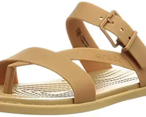crocs Women's Tulum Toe Post W Dark Gold Fashion Sandal-3 UK (206108-277)-W5 5 US