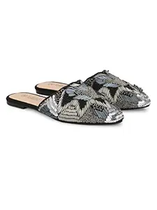 ALBERTO TORRESI trendy Synthetic Mule Sandals for Women, Comfortable & Stylish, Perfect for Any Occasion - BLACK - 6 UK/India