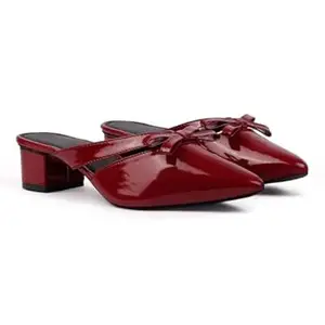 AUSTINE Women Stylish High Heels Sandals | Comfortable Block Heel Slip-On | Fashion Footwear for Women & Girls Maroon