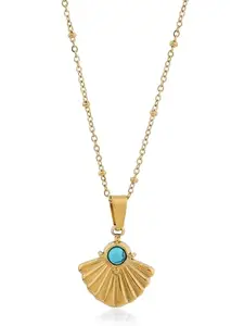 QUERALT Ocean Bloom Shell Necklace Turquoise Tide Shell Necklace gold-toned chain pendant