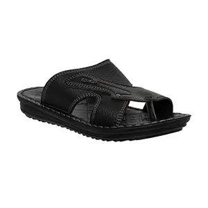 AEROWALK Stylish T-Shape Fashion Slipper for Men | Comfortable | Lightweight | Anti Skid | Casual Office Footwear (NT03_BLACK_43)
