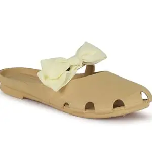 AADI Women's Beige Anti Skid Breathable Stylish Comfortable Slides/Casual Flip Flop & Slippers/Sliders
