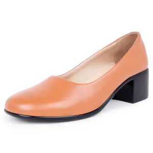 TRASE Bellies for Women | 2-Inch Block Heels | Stylish & Comfortable Footwear for All Occasions (Tan, 5 UK)