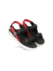 AADI Men's Black & Red Mesh Outdoor Casual Sandals & Floaters