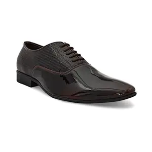 San Frissco Men's Formal Shoes with TPR Sole/Patent Glossy Shine Elegant Lace Up Oxfords Shoes for Party and Wedding/Stylish Lightweight and Comfortable Formal Shoe - 6 (Pine)
