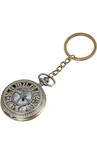 Metal Taj Mahal India Embossing Analogue White Round Dial Antique Pocket Watch Keychain