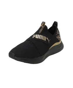 Puma Womens Softride Harmony Slip Feline Black-Gold Running Shoe - 3 UK (37960701)