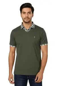 PRASHIV ENTERPRISEE Men’s Short Sleeve V-Neck Polo Shirt with Plaid Collar – Casual Slim Fit Layered Style Breathable Summer T Shirt for Men