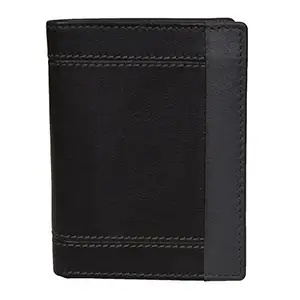 Leatherman Fashion LMN Genuine Leather Men's Black Grey Wallet (2 Card Slots)
