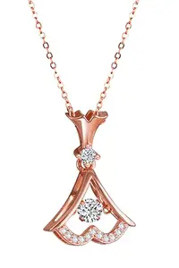 MEENAZ Necklace for women pendant for women necklace for girls rose gold pendant for women girlfriend best friend gifts for girlfriend long Chain neck chains American diamond stylish ad cz -562