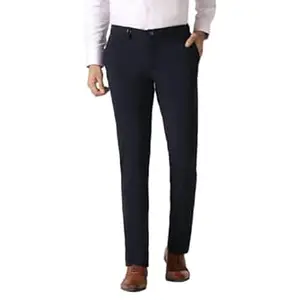 Blackberrys Men's Nylon Blend Solid Slim Fit Formal Trousers