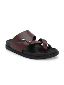 San Frissco Men's Sandals with Open Toe Strap Supersoft Slip On Chappal/Perfect Fit for Summer and Rainy Season Easy to Walk Slipper/Stylish Casual Trendy Floaters - 6 (Brown)