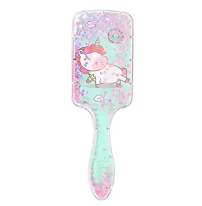 FEELHIGH Unicorn Imported Glittery Paddle Brush 3D Kids Hair Brush/Hair Comb