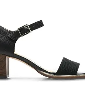 Clarks Women Ellis Lea Black Leather Fashion Sandals-7 UK/India (41 EU) (91261391554070)