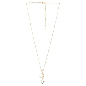 Novellas Mother of Pearls Butterfly Anti Tarnish Gold Plating Pendant Necklace For Women, Drop Chain Necklace for Women Anti-Tarnish Jewellery, And Anniversary Gift for Women (With Box)