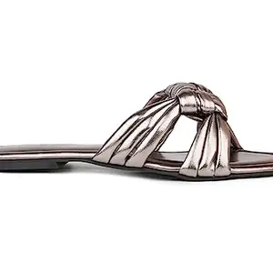 Design Crew Double Knotted metallic Slide Sandal