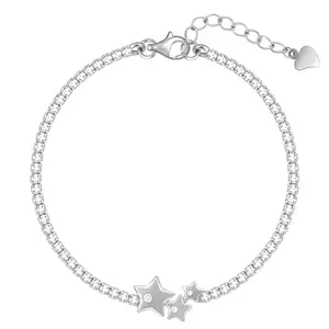 GIVA 925 Silver Triple Star Bracelet, Adjustable | Gifts for Women and Girls | With Certificate of Authenticity and 925 Stamp | 6 Months Warranty*