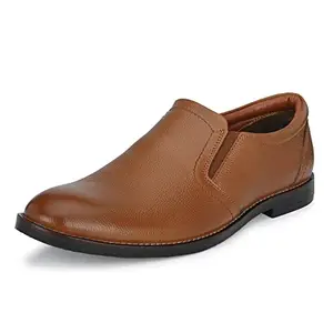 Auserio Men's Full Grain Leather Slip On Formal Shoes | Anti Skid Sole | Padded Collar | Antimicrobial & Heatinsulating | Shoes for Office & Parties & All Occassions | Tan 7 UK (SSE 51)