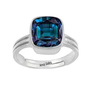 Anuj Sales Certified Unheated Untreatet 2.00 Ratti 2.50 Carat A+ Quality Natural Alexandrite Ring Silver Plated for Women's and Men's{Lab Certified}