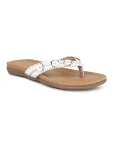 Inc.5 Women White Textured Open Toe Flats