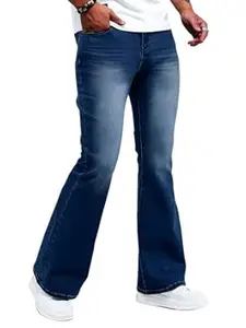 Ben Martin Men’s Bell Bottom Jeans || Bootcut Denim Pants || Wide Leg Flared Jeans for Men || High Waist Stretchable Retro Fit || Cotton Jeans for College Casual (1)
