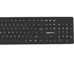 (Refurbished) Amazon Basics Wireless Keyboard and Mouse Combo | 1600 DPI Mouse | 104 Rounded Silent Keys | Lightweight | Compatible to Mac and Windows | Plug-and-Play (Black)