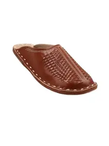 ANJANEYA Creations Men's Ethnic Leather Mule/DOLMA/Sleeper/Colour-Brown (9)