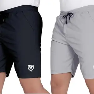 Men's Blend Shorts with Stylish Design Comfortable & Versatile Active Sports Wear Combo Pack (Black-Light Grey-M)