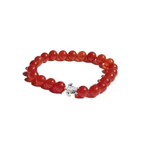 Shircreations Handmade Red Agate Bloodstone Healing Bracelet With Tortoise Charm – 8mm Stone Beads for Vitality, Strength & Grounding – Stretchable Yoga Bracelet for Men & Women