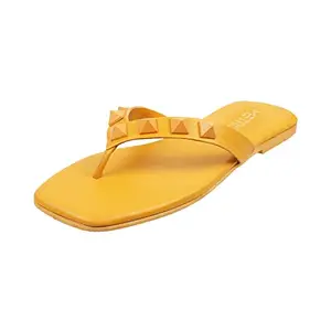 Mochi Womens Synthetic Yellow Slippers (Size (4 UK (37 EU))