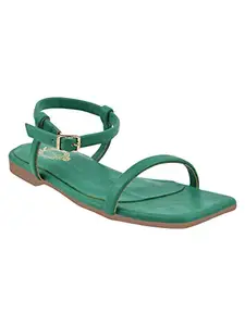 Shoetopia Women's Casual Outdoor Comfortable Trendy Flats,Green,EU36