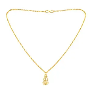 Mahi Gold Plated Religious Trishul Pendant with Chain for Men and Women (PS1101776G)