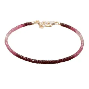 RRJEWELZ Ruby & Pink Sapphire bracelet for men & women - 3mm Rondelle Faceted beads - 7 Inch with Gold plated clasp – Healing, Fashion, Gift, Spiritual, Yoga|LCBR_RR_08574