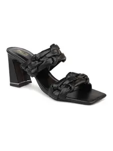 Inc.5 Women Black Textured Block Heels