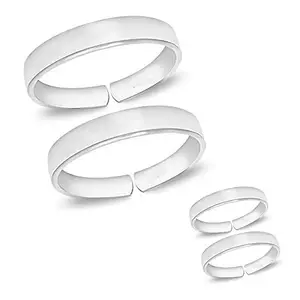 Toe Ring Artificial Silver Abstract Pattern Design Toe Ring Adjustable Jewelry for Women. Combo of 1 Pair Thumb & 1 Pair Finger Size Silver Toe Rings. (023-2PAIRS)
