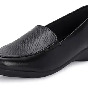 Karaddi Women's Formal Shoes | Comfortable Stylish Wedge Heel Pull on Bellies & Ballerina for Womens | Slip on Shoes Women Color Black 7 UK/ind