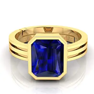 Jemskart Certified Unheated Untreatet 15.00 Ratti A+ Quality Natural Blue Sapphire Neelam Gemstone Ring for Women's and Men's