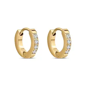 Accessorize London Women Gold-Plated Stainless Steel Cubic Zirconia Sparkle Hoops