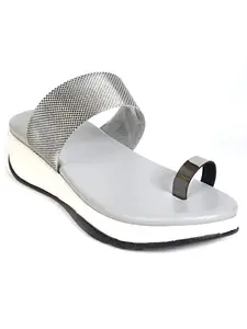 AJANTA Women Silver Wedge Sandal CL0807