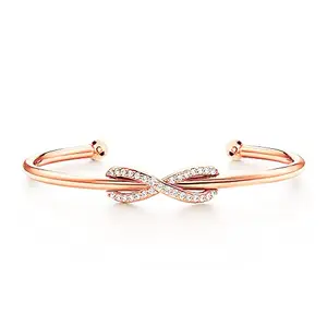 MINUTIAE Infinity Shape Bracelet Rose Gold Plated Solitaire Cut Crystals Cubic Zirconia Diamond Adjustable for Women & Girls Jewelry for Gift (Rose Gold)