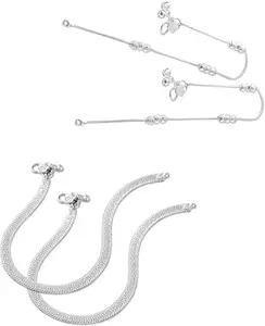 Lila Jewellery Traditional Jewellery For All Occassions Anklets Payal Pair for Women/Girls Alloy Anklet - Bzr_Combo Payal-102 & 115-(1-Pair Each)