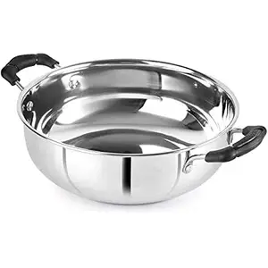 Super HK Stainless Steel Kadhai for Cooking/Frying (Induction Bottom) (11 Inch)