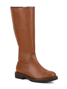 Bruno Manetti Women's Tan slipon Knee Length Classic Zipper Boots