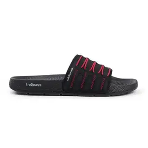 SOLETHREADS CIRRUS | Super Soft | Comfort | Cushion | Bounce Back | Durable | Embosed footbed | Outdoor | Slides for Men | BLACK | 8UK