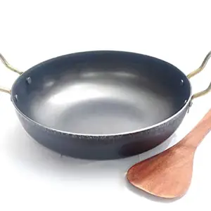 NAAYAGI - Traditional Iron KADAI/KADHAI, Iron KARAHI for Daily Cooking, Frying - Small - 10 INCH, 2 Litre Approx, About 2 People Needs(Black) price in India.