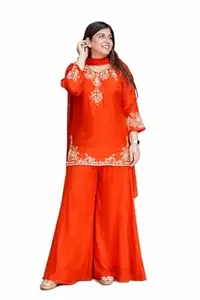 JYOTI FASHION Women’s Hand Work Kurta Sharara Set with Dupatta | Traditional Ethnic Wear Suit Set for Wedding, Festive | 3 Piece Ethnic Outfit for Women