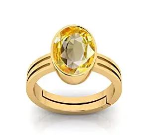 Anuj Sales Anuj Sales 6.25 Ratti 5.50 Carat Natural Yellow Sapphire Pukhraj Gemstone Panchdhatu Adjustable Gold Plated Ring Astrological Purpose for Men and Women {Lab Certified}